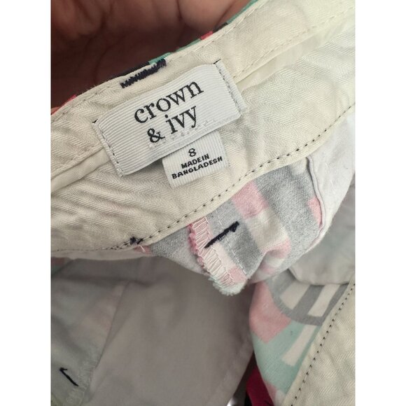 CROWN & IVY Sailing Print Striped Shorts Size 8 - Picture 6 of 8